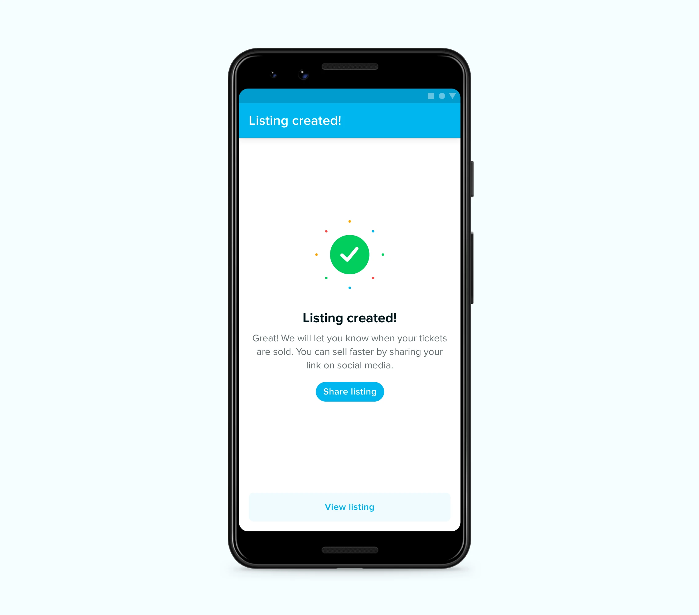 The listing has been created.